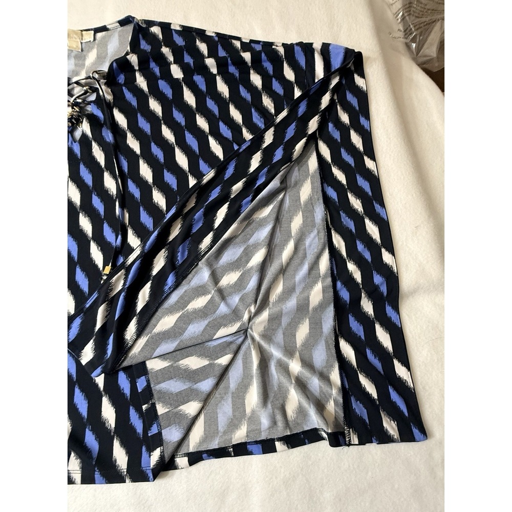 MICHAEL KORS Womens Size Small Black Blue Print Silky Shawl Sleeves - Picture 5 of 10